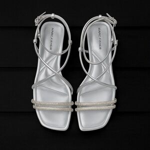 Marc Fisher Silver Rhinestone Strappy Sandals Sz 8M NWOT
